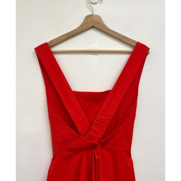 STAUD Teresa Square Neck Cross-Back Fit & Flare Midi Dress Stretch Cotton US10 - Picture 5 of 13